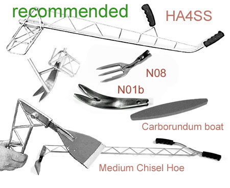 LD002 Recommended Combination HA4SS full-size Lazy Dog Frame with NO1b and NO8 noses, and Medium Chisel Hoe and Carborundum Boat